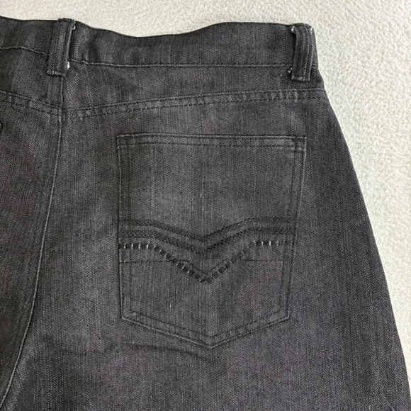 Y2K Brooklyn Unlimited Baggy Jorts Men 38x11 Black Embroidered Denim Jean Shorts - Picture 2 of 7